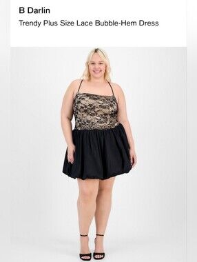 B. Darlin Black and Cream Lace-Trim Dress